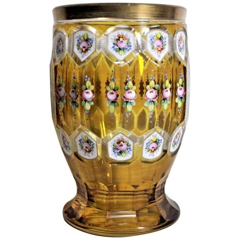 bohemian amber glass vase|bohemian glass vases for sale.